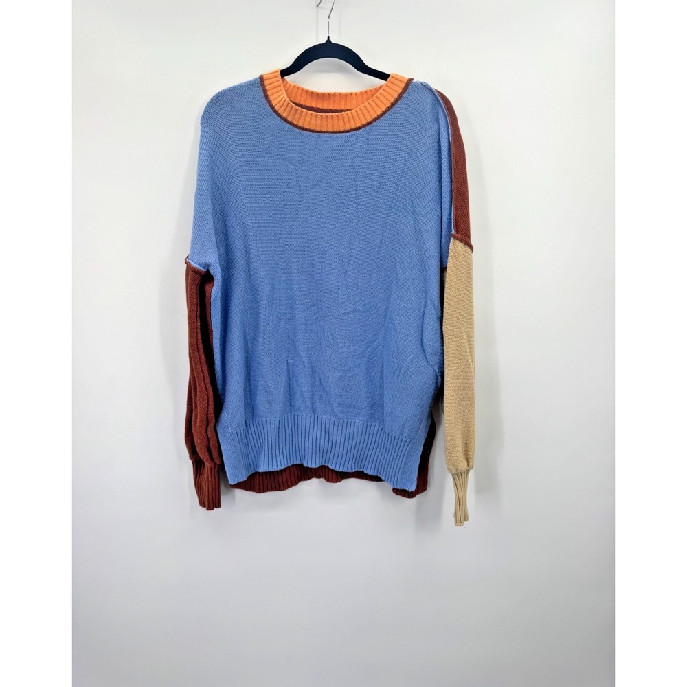BDG Charlie Pullover Color Block Drop Shoulder Slouchy Crew Neck Sweater Medium